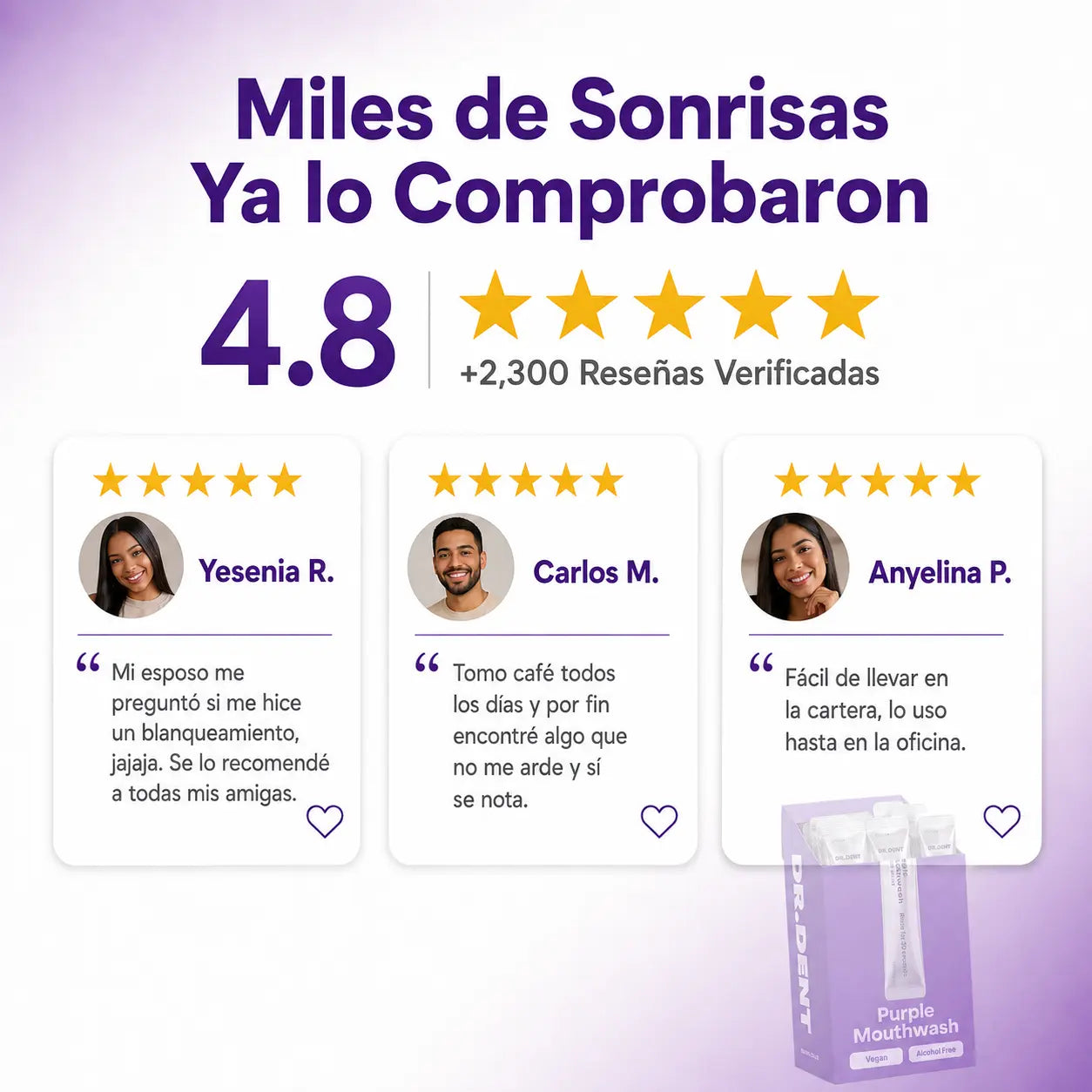 DR.DENT Purple Mouthwash Quita el Amarillo del Café de tus Dientes