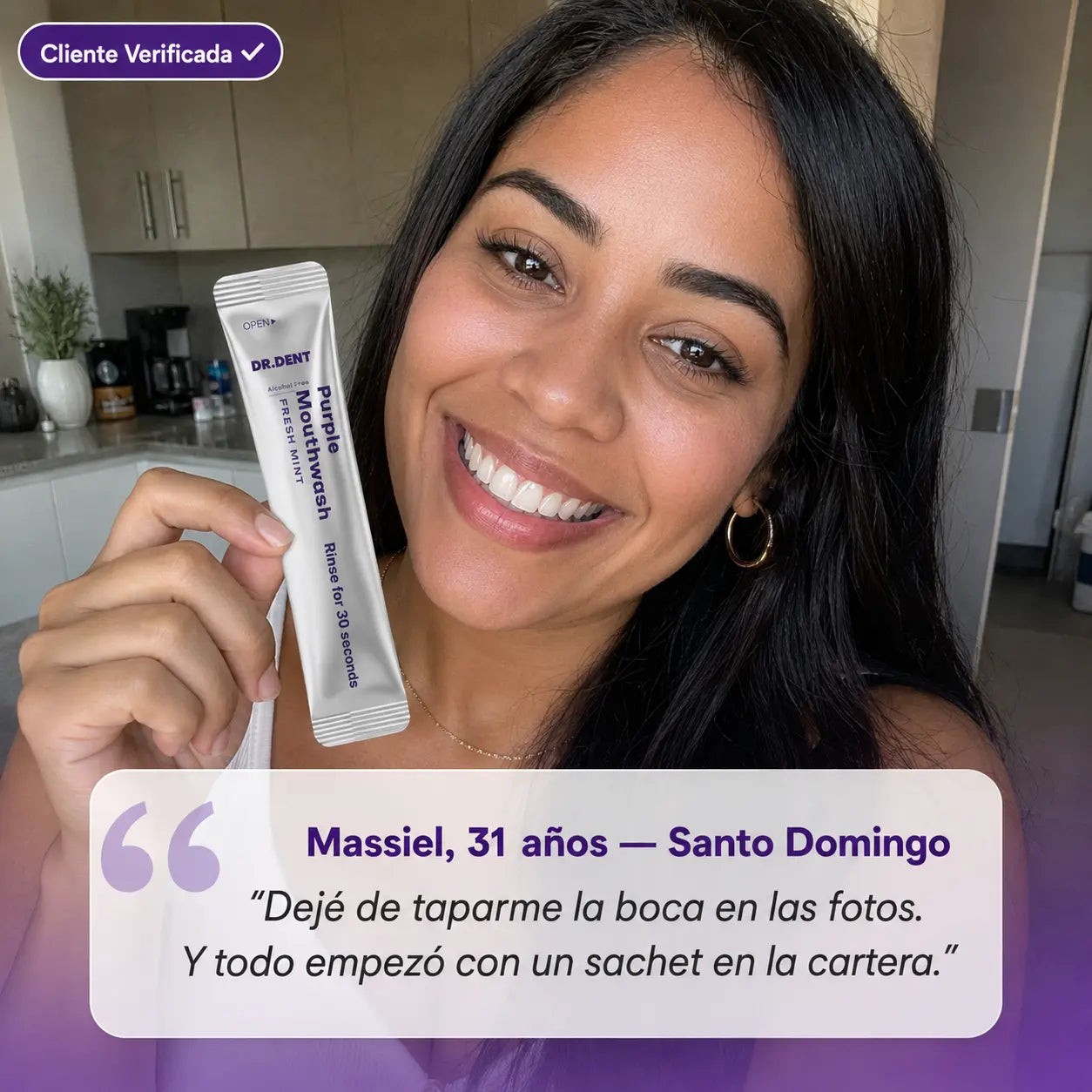 DR.DENT Purple Mouthwash Quita el Amarillo del Café de tus Dientes