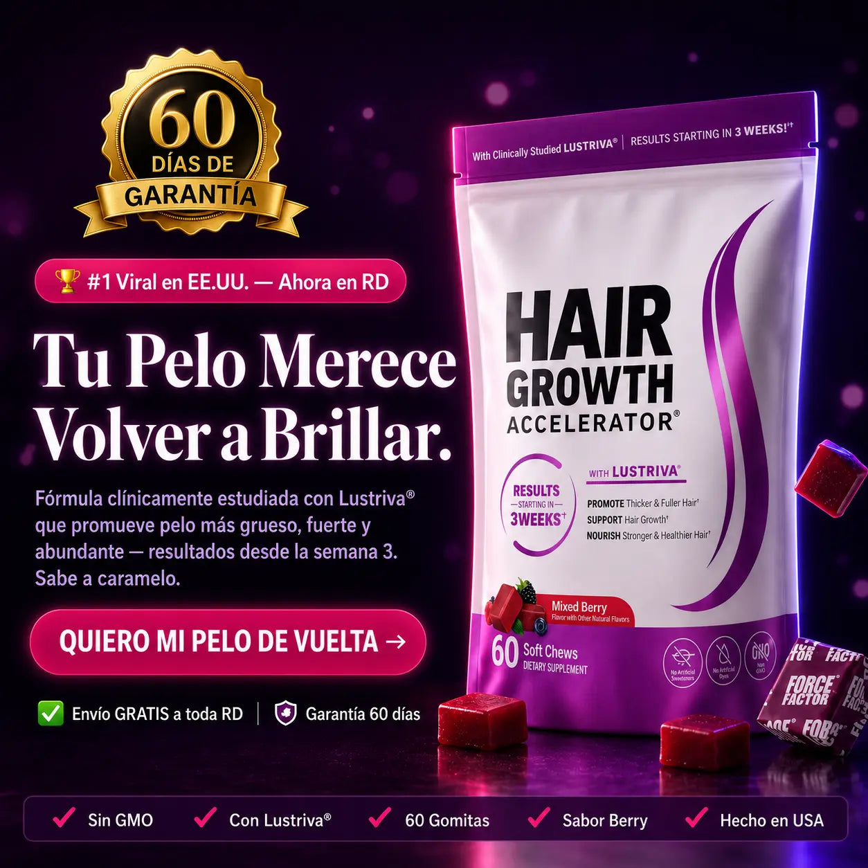 Hair Growth Accelerator™ Tu Pelo De Vuelta™ con Lustriva®