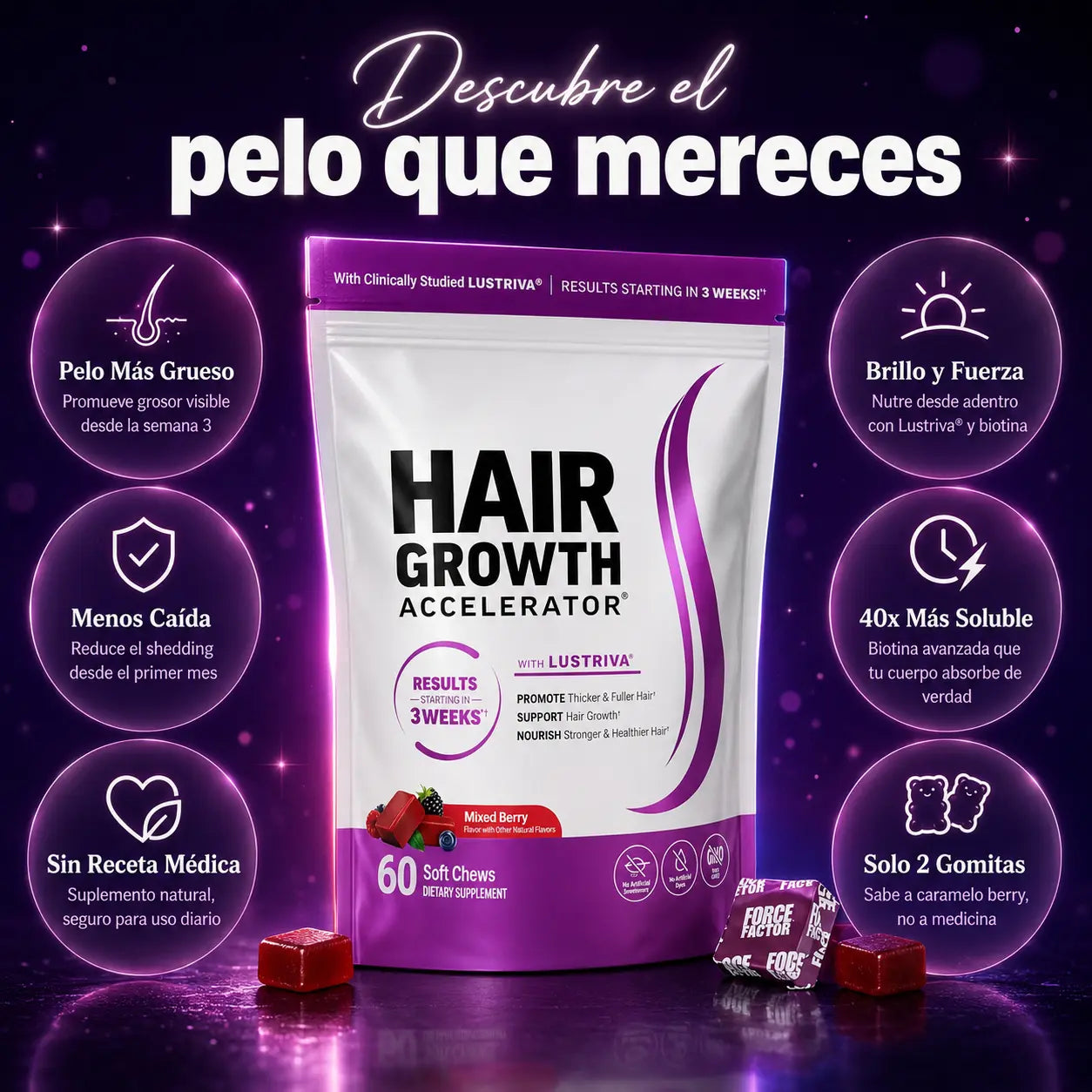 Hair Growth Accelerator™ Tu Pelo De Vuelta™ con Lustriva®