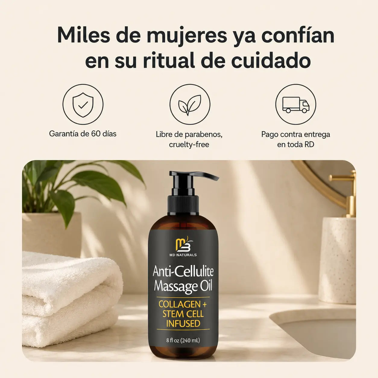 Aceite Anticelulitis Piel Firme, Hidratada y Suave