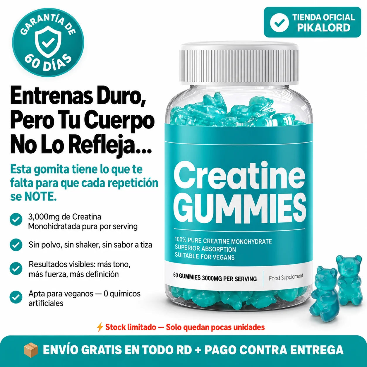 Creatine Gummies — La Gomita Que Hace Que Tu Esfuerzo en el Gym Por Fin Se Note | 60 Gomitas 3,000mg