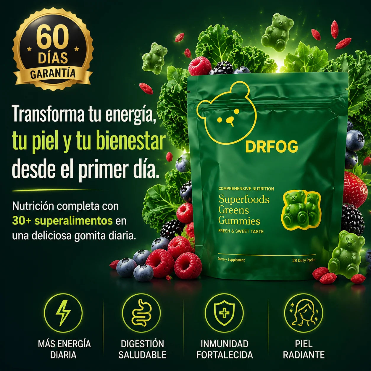 DRFOG Green Gummies™ | Más Energía, Mejor Digestión y Bienestar Diario