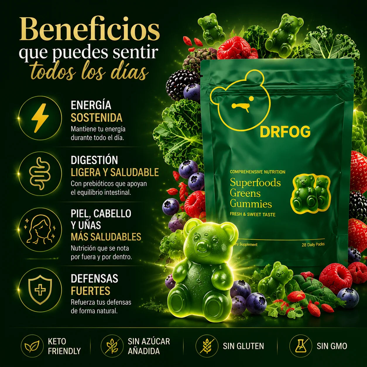 DRFOG Green Gummies™ | Más Energía, Mejor Digestión y Bienestar Diario