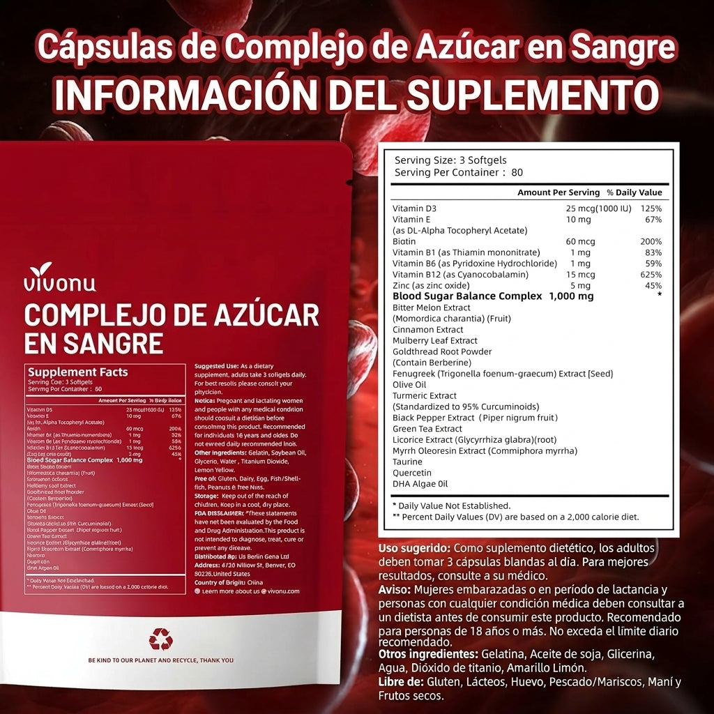 Suplemento Natural Para el Azúcar – Canela, Cúrcuma y Más | VIVONU